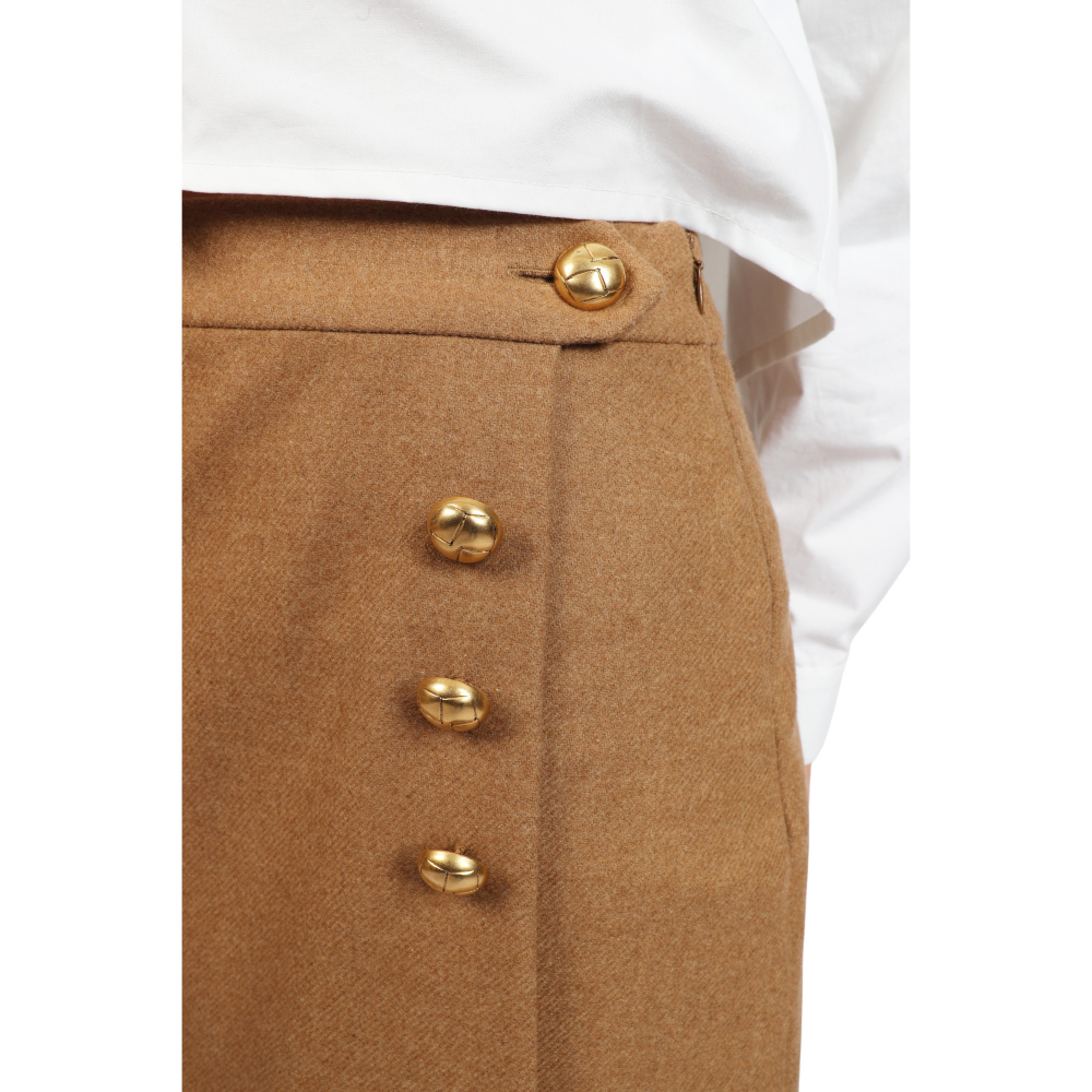 Eleganter 2-in-1 Rock aus Schurwolle in Camel